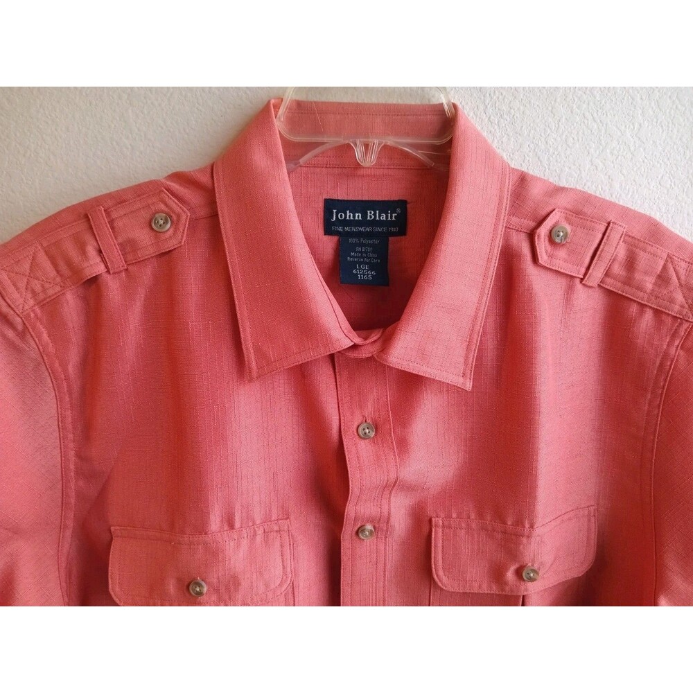 John Blair Shirt Pink Shoulder Strap Double Pocket Size L